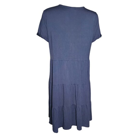 Cable & Gauge Dress Womens Size XL Solid All Blue Short Sleeve Pullover - Picture 3 of 7